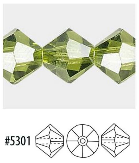 Swarovski 5301  Olivine Faceted Crystal Bicone Beads, 4 mm, 45 or 50 Beads