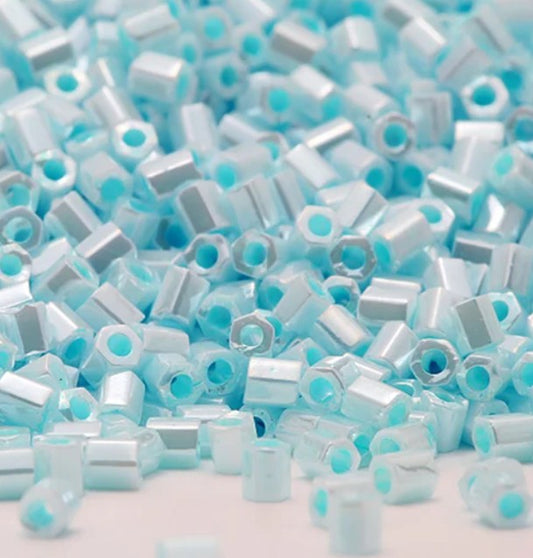 Miyuki 11C-430  Two Cut 11/0  Opaque Sky Blue Hex Seed Beads - 5 or 10 gm