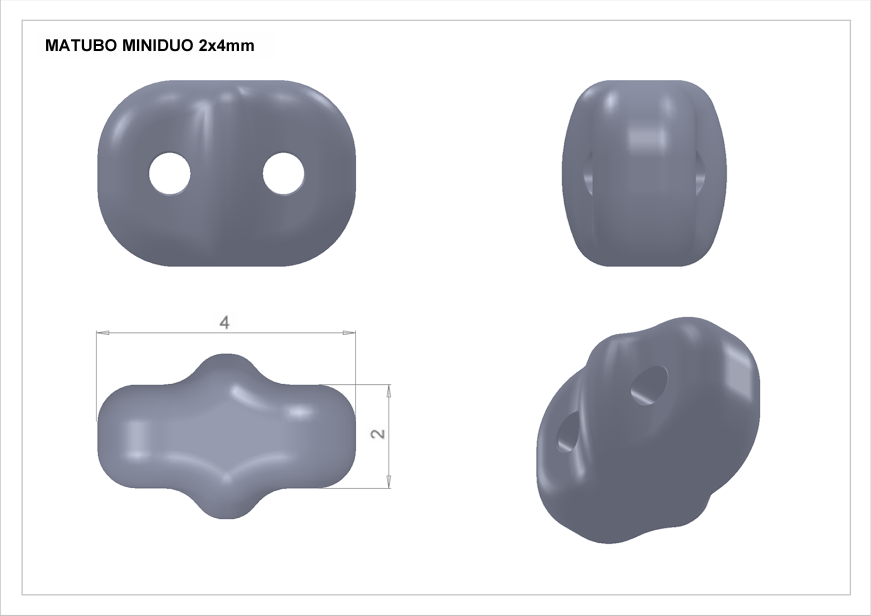 Gray plastic component with two holes and dimensions on a white background