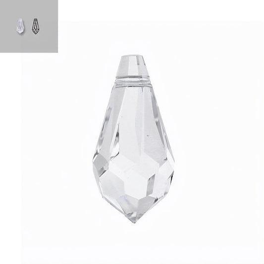Crystal teardrop on white surface