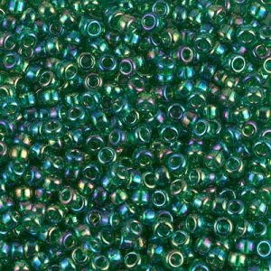 Miyuki 8-179   8/0 Transparent Green AB Seed Beads, 5 or 10 gm