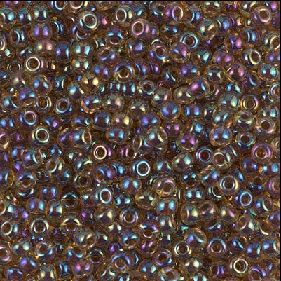 Miyuki 8-2213 (357) 8/0 Root Beer Lined Transparent Topaz AB Seed Beads - 5 or 10 gm