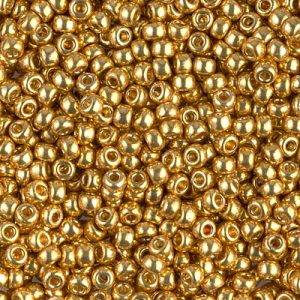 Miyuki 8-4202   8/0 Duracoat Galvanized Outside Dyed Gold Seed Beads - 5 or 10 gm