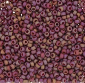 Miyuki 8-4696  8/0 Frosted Opaque Glazed Rainbow/AB Dark Red Seed Beads, 5 or 10 gm