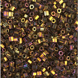 Miyuki 8C-462  Two Cut 8/0  Metallic Gold Iris Hex Seed Beads - 5 or 10 gm