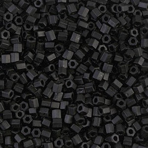 Miyuki 8C-401F  Two Cut 8/0  Matte Black Hex Seed Beads - 5 or 10 gm