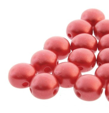 Preciosa Czech 6 mm 25010 Pastel Dark Coral 2-Hole Candy / Cabochon Beads - 20 Beads