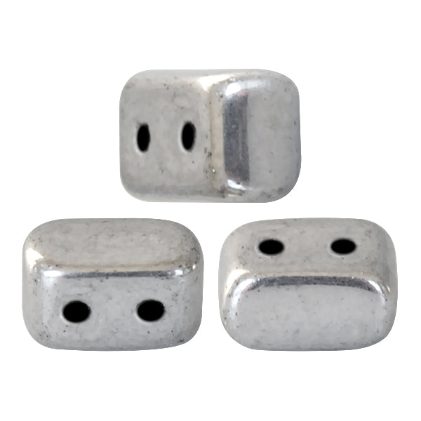 Ios® par Puca® 00030-27000 Argentees/Silver 2,5 x 5 mm 2-dírkové cihlové české skleněné korálky – 40 korálků