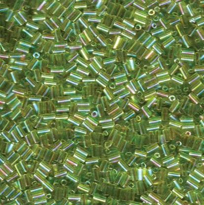 Miyuki BGL1-258  #1 Transparent Chartreuse Green AB Bugle Beads, 3 mm - 5 or 10 gm