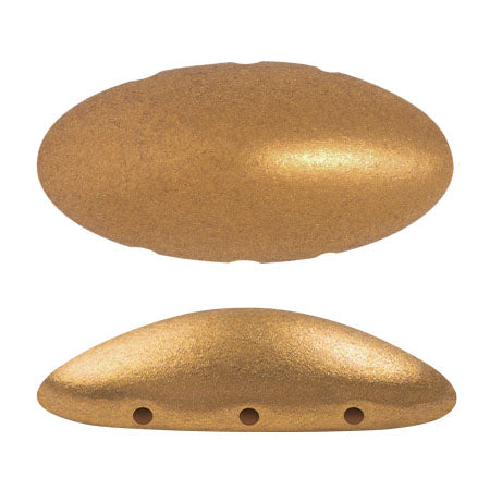 "New Athos®" par Puca®   00030-01740  Bronze Gold Matte Oblong Flatback 3-Hole Czech Bead, 10 x 20 mm - 1 Bead