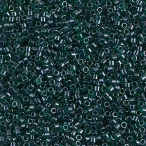 Miyuki Delica DB275/ DB0275   11/0 Green Lined Transparent Teal Luster Cylinder/Tube Beads - 5 or 10 gm