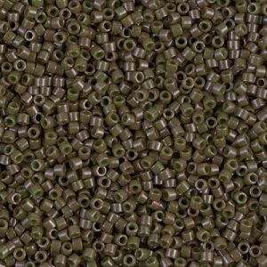 Miyuki Delica DB657 / DB0657  11/0 Outside Dyed Opaque Olive Green Cylinder/Tube Beads - 5 or 10 gm