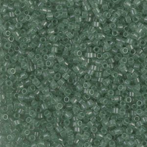 Miyuki Delica DB1415   11/0 Transparent Light Moss Green Cylinder/Tube Beads - 5 or 10 gm