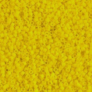 Miyuki Delica DB1582  11/0 Matte Opaque Canary Yellow Cylinder/Tube Beads - 5 or 10 gm