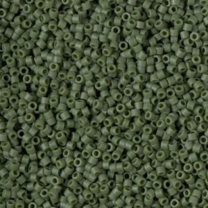 Miyuki Delica DB2291  11/0 Frosted Glazed Opaque Dark Green Cylinder/Tube Beads - 5 or 10 gm