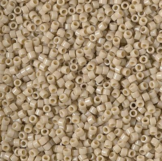 close-up of ivory delica seed beads