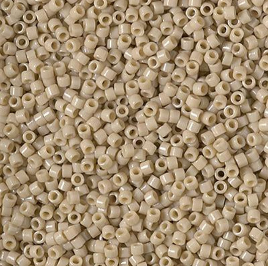 close-up of ivory delica seed beads