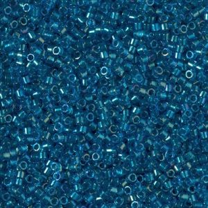 Miyuki Delica DB2385  11/0 Fancy Teal Lined Transparent Blue Cylinder/Tube Beads - 5 or 10 gm