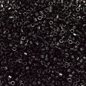 Miyuki Delica DBC0010 Two Cut 11/0  Opaque Black Hex Cylinder/Tube Seed Beads - 5 gm