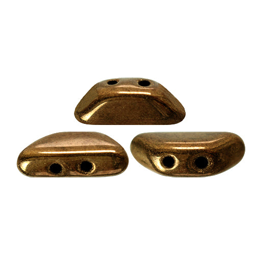 Tinos® par Puca® 23980-14485  Dark Gold Bronze 4 x 10 mm 2-Hole Trapezoid Czech Glass Beads - 20 Beads