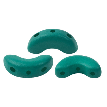 Arcos® par Puca® 03000-33004  Dark Green Light Matte  5 x 10 mm 3-Hole Arch Czech Glass Beads - 20 Beads