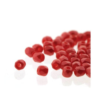 Czech Fire Polish FPR0225010 True 2 mm Pastel Dark Coral Crystal Beads - 50 Beads