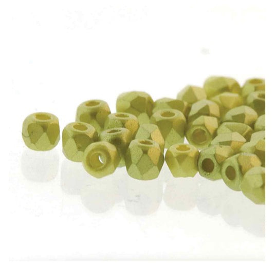 Czech Fire Polish FPR0225021 True 2 mm Pastel Lime Crystal Beads - 50 Beads