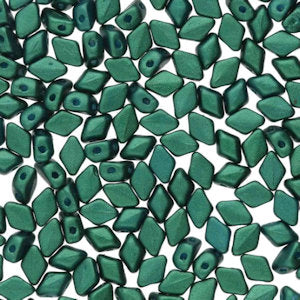 Matubo Mini Gemduo 6 x 4 mm 02010-24105  Gold Shine Dark Green Beads - 5 gm