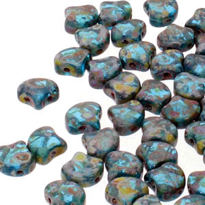 Matubo Ginko 7.5 mm 60020-86805  Aqua Travertine Glass Beads - 30 Beads