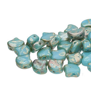 Matubo Ginko 7.5 mm 63030-43500  Blue Turquoise Rembrandt Glass Beads - 30 Beads