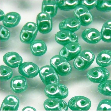 Matubo Superduo 2.5 x 5 mm 63130-14400  Turquoise Green White Luster Beads - 5 gm
