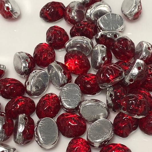 Cabochon 2-Hole 7 x 5 mm 90080-29801  Baroque Rubysol Backlit Beads  - 25 Beads