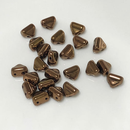 Half Silky 2-Hole 8 x 6 mm 23980-14415 Dark Bronze Czech Beads -20 Beads