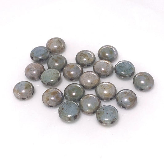 Czech Cabachon Candy 8 mm 11446 Chalk Lazure Green Beads - 20 Beads