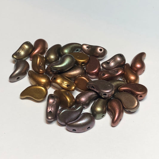 ZoliDuo LEFT 02010-01640 Purple Iris Gold, 5 x 8 mm 2-Hole Czech Glass Beads - 30 Beads