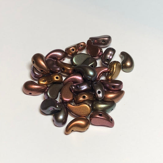 ZoliDuo RIGHT 02010-01640 Purple Iris Gold, 5 x 8 mm 2-Hole Czech Glass Beads - 30 Beads
