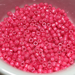 10/0 Outside Dyed Pink Cylinder/Tube Beads - 5 Grams