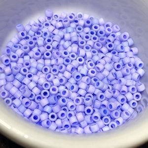 10/0 Matte Opaque Purple Lined Cylinder/Tube Beads - 5 Grams