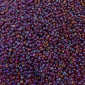 Preciosa Czech 91120 11/0  Transparent Garnet Rainbow Seed Beads - 5 or 10 gm