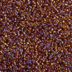 Preciosa Czech 11090  11/0  Transparent Dark Topaz Rainbow Seed Beads - 5 or 10 gm