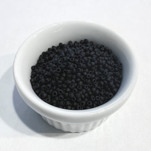 Dyna-Mites™ 11/0 Round Hole Opaque Matte Black 2007SB Seed Beads - 5 gm