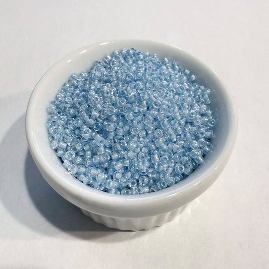 Dyna-Mites™ 11/0 Round Hole Ice Blue Lined Crystal Rainbow 1866SB Seed Beads - 5 gm