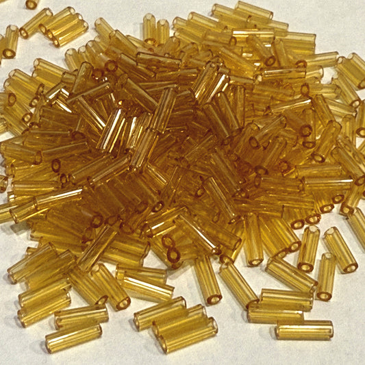 Preciosa #3 - 6-7 mm 10020 Transparent Light Topaz Glass Bugle Beads - 5 or 10 gm