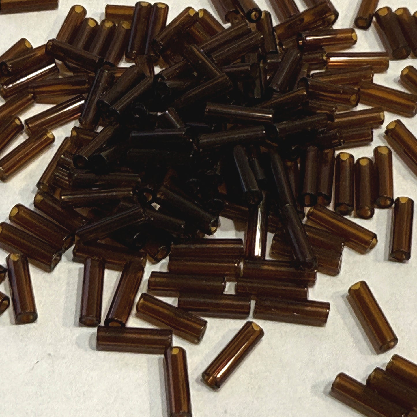 6-7 mm Transparent Brown Glass Bugle Beads