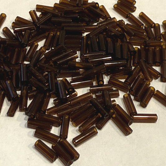 Preciosa #3 - 6-7 mm 10140 Transparent Root Beer Glass Bugle Beads - 5 or 10 gm