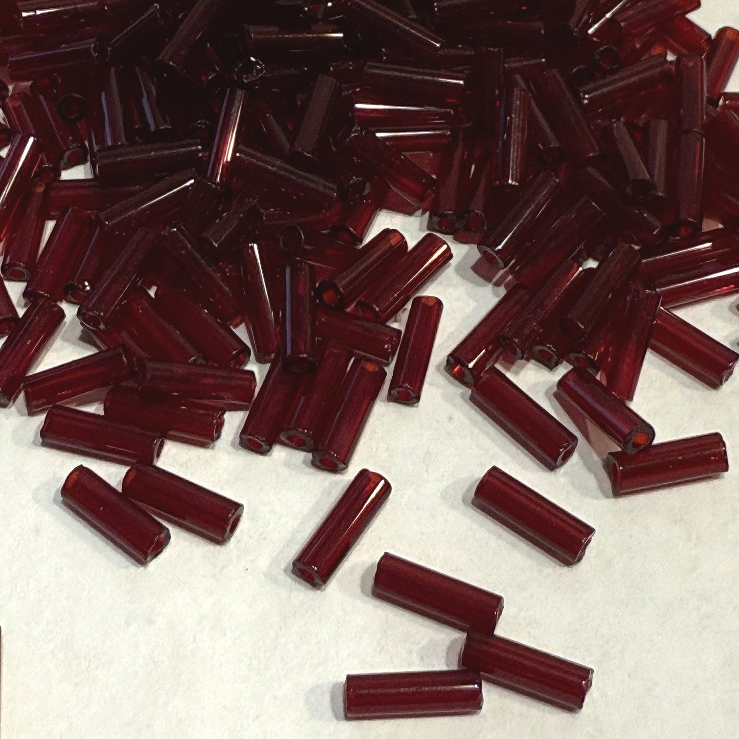 Preciosa #3 - 6-7 mm 90090 Transparent Ruby Red Glass Bugle Beads - 5 gm