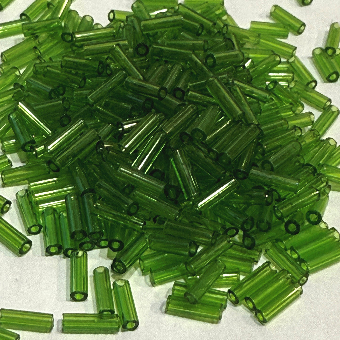 Preciosa #3 - 6-7 mm 50430 Transparent Lime Green Glass Bugle Beads - 5 gm