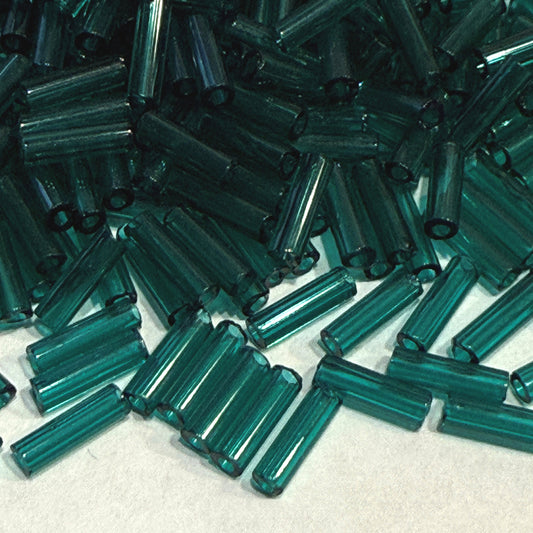 Preciosa #3 - 6-7 mm 50710 Transparent Teal Glass Bugle Beads - 5 gm