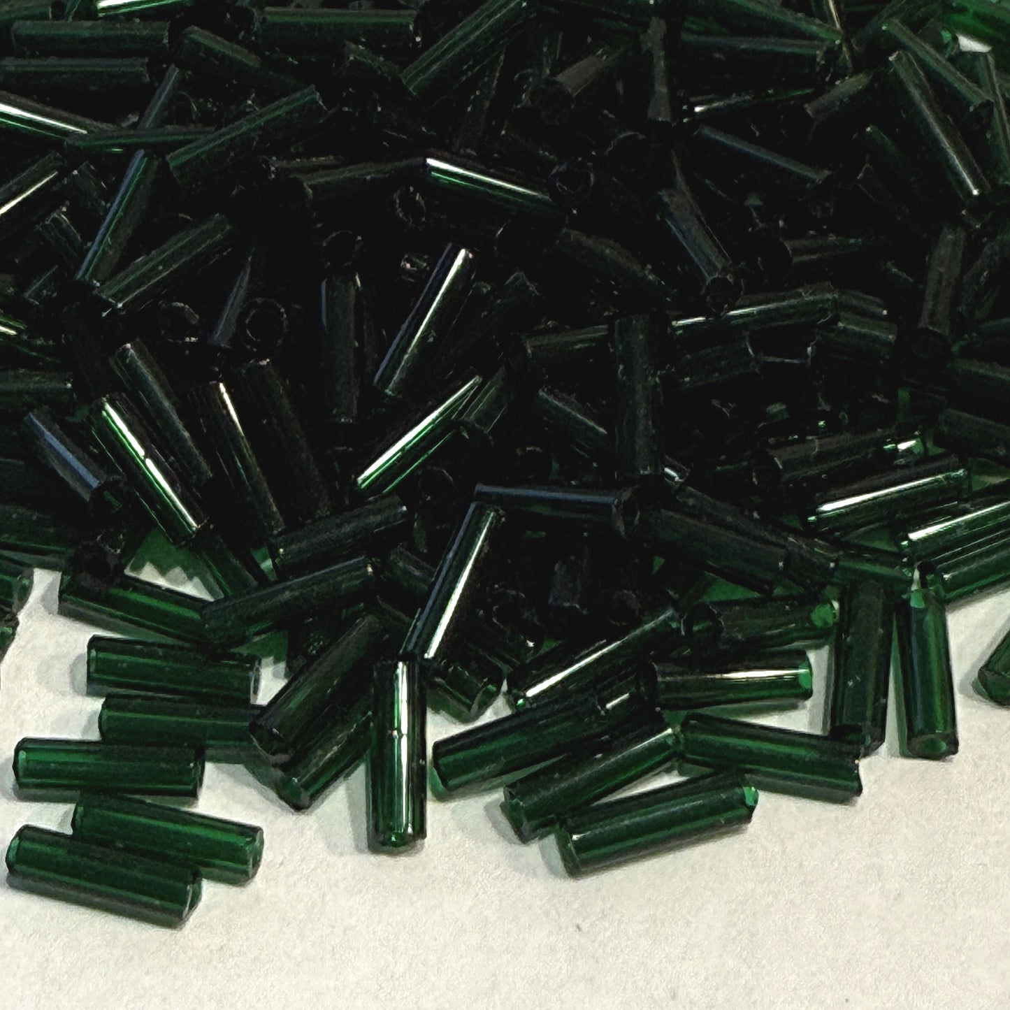 Preciosa #3 - 6-7 mm 50620 Transparent Dark Green Glass Bugle Beads - 5 or 10 gm