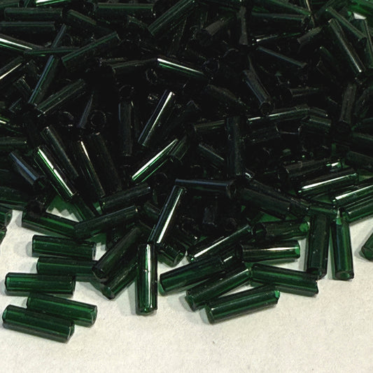 Preciosa #3 - 6-7 mm 50620 Transparent Dark Green Glass Bugle Beads - 5 or 10 gm